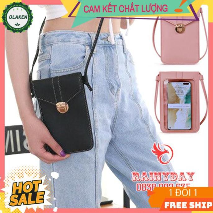 Túi Đeo Chéo Nữ Mini ❤️FREESHIP❤ đựng điện thoại cảm ứng bằng da PU 2 ngăn đẹp cho đi học làm chơi thời trang phong cách