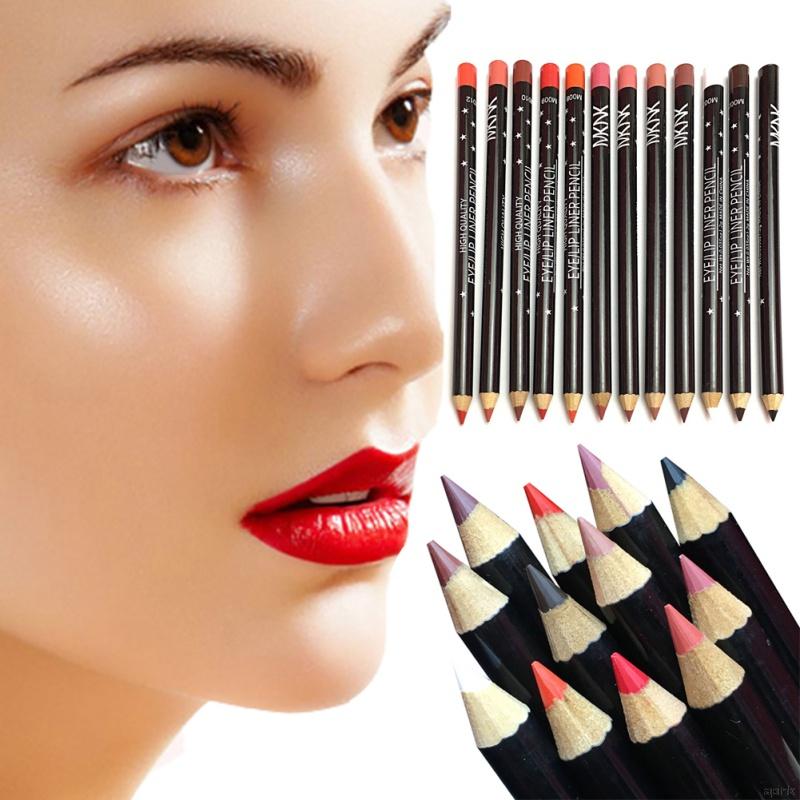 Bộ 12 chì kẻ môi kẻ mắt trang điểm chống thấm nước lâu trôi không lem