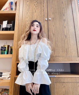 🔺Set Quần Ống Rộng + Áo Rớt Vai