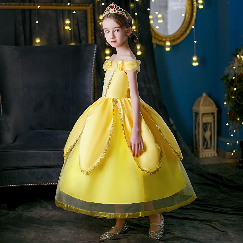 Đầm Công Chúa Hóa Trang Công Chúa Belle Mùa Hè Cho Bé Gái F03
