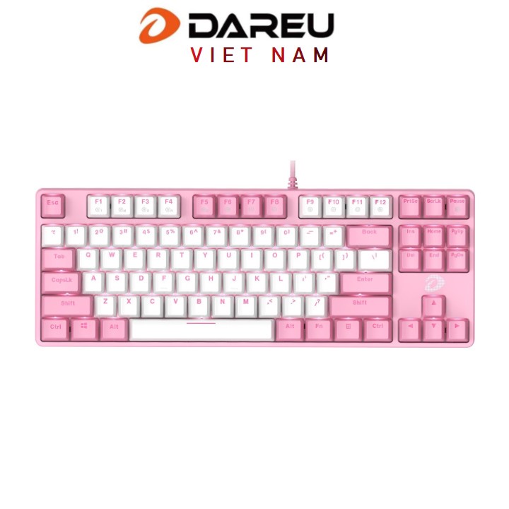 Bàn phím cơ Gaming DAREU EK87 Pink - Hồng (PINK-LED, Blue/ Brown/ Red D switch)