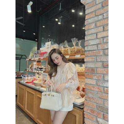 Áo sơ mi tơ óng bèo lụa bo tay