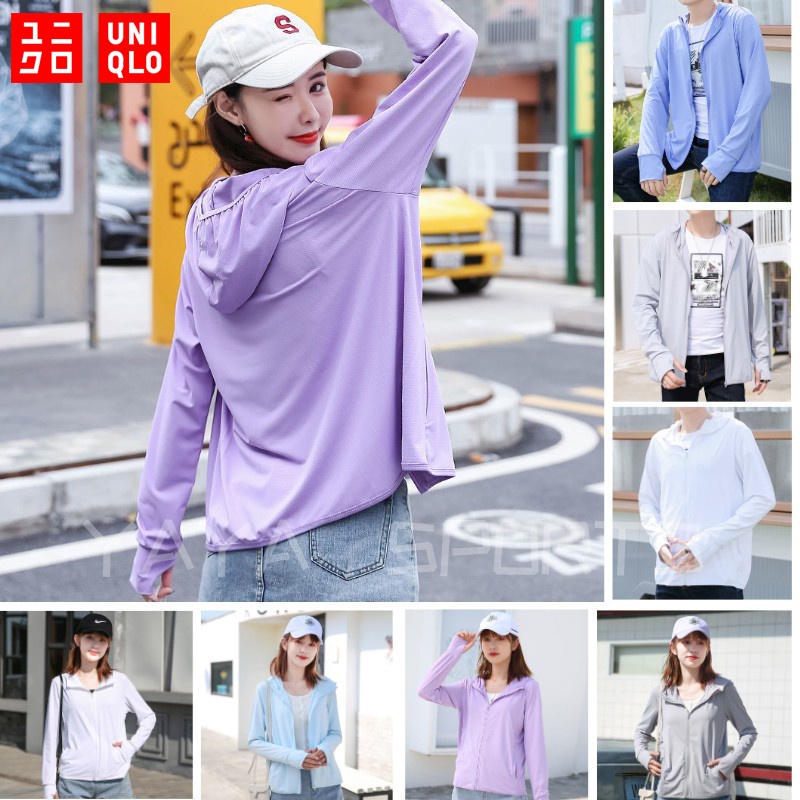 Áo Khoác Hoodie Uniqlo Airism UPF 50 + Lưới Tay Dài Chống Tia UV Có Khóa Kéo Thời Trang Cho Nữ