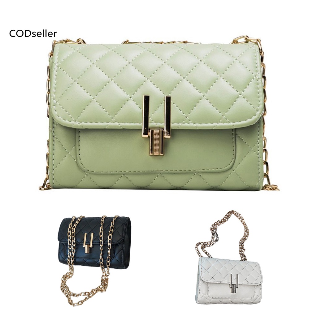 COD_ Faux Leather Handbag Single-shoulder Square Women Chain Messenger Bag Exquisite for Daily Use