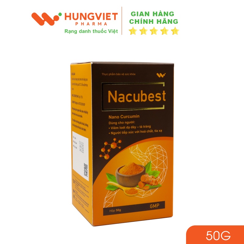 Tinh chất Nghệ Nacubest Nano Curcumin - Bảo vệ niêm mạc dạ dày, tá tràng, chống oxy hoá HungViet Pharma lọ 50g