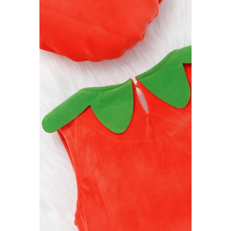 Set Áo Liền Quần &amp; Mũ Trùm Đầu Hình Bí Ngô Halloween Dễ Thương Cho Trẻ Sơ Sinh