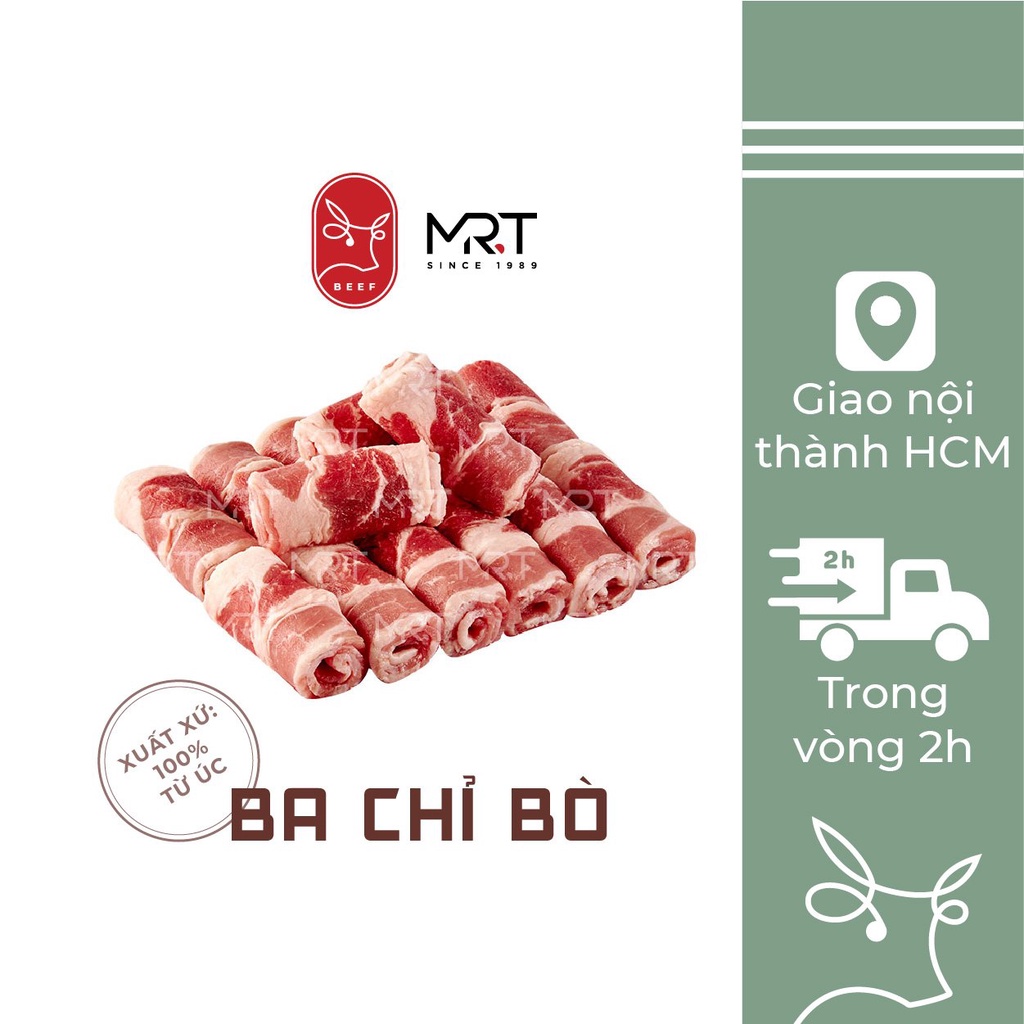 Ba chỉ Bò Úc 500gr | 100% Bò nhập khẩu | Dùng ăn lẩu và nướng | Giao siêu tốc HCM | Mr.T Beef