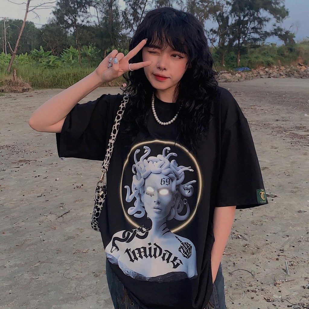 Áo thun tay lỡ,in nổi Nữ Hoàng Medusa 69 , from rộng ,chất cotton nam nữ unisex