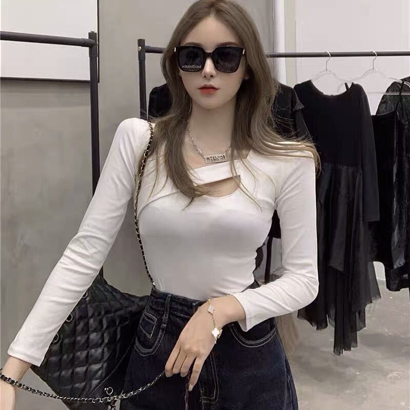 Áo kiểu croptop tay dài phối dây chéo cho nữ cá tính