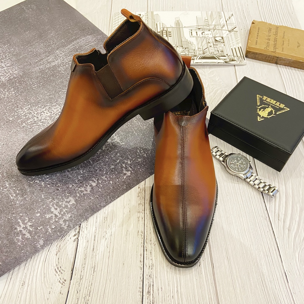 Giày Chelsea Boots VSMAN chất liệu da bò thật cao cấp Giày bốt nam cổ cao trẻ trung sang trọng hiện đại - HHG011 | BigBuy360 - bigbuy360.vn