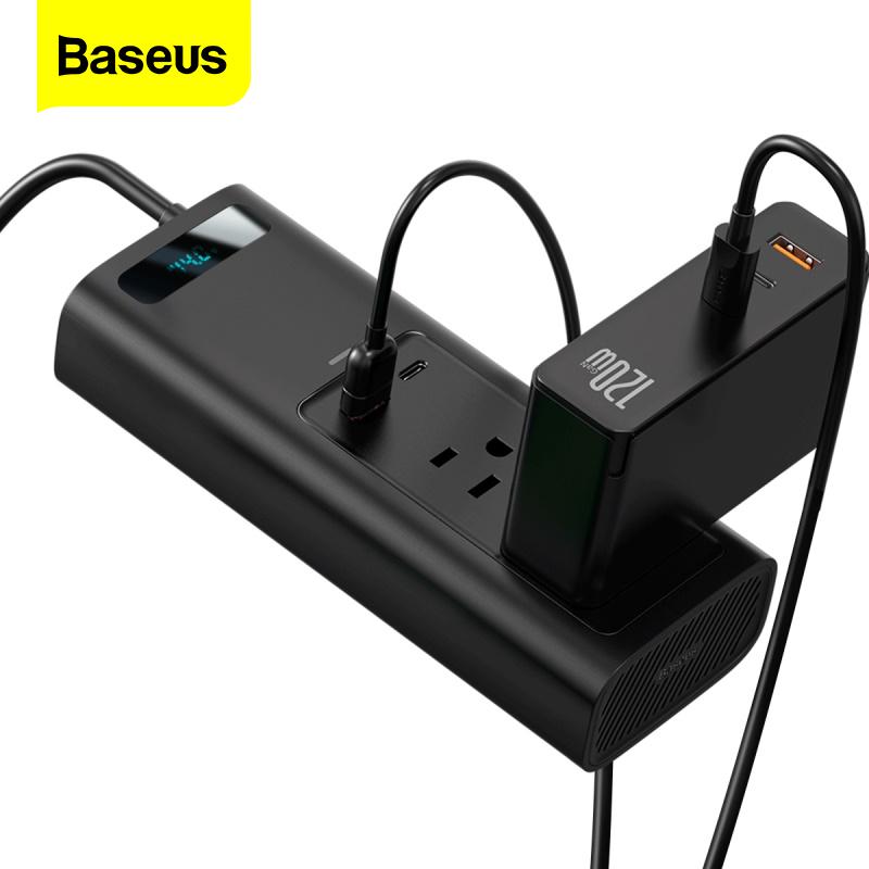 Bộ Chuyển Đổi Nguồn Baseus DC12V Sang AC 110V Hỗ Trợ Sạc Nhanh Thiết Kế Di Động Cho Xe Hơi
