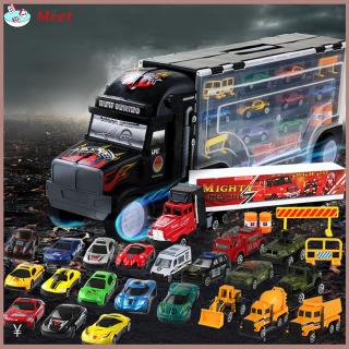 Portable Large Container Truck Kit Loading Transporter with Cars Boys Toys Sets