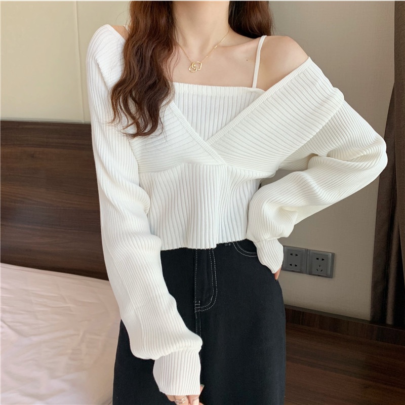 Porozi  Áo Dệt Kim Tay Dài Phồng Phong Cách Hàn Quốc Xinh Xắn Thời Trang Cho Nữ