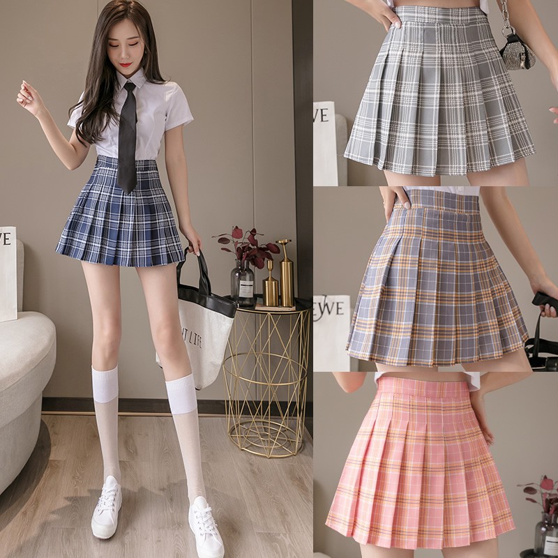 Chân váy xếp ly lưng cao phong cách Hàn Quốc
