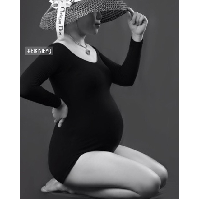 Bodysuit bầu bẹt vai đen   hình thật khách feedback