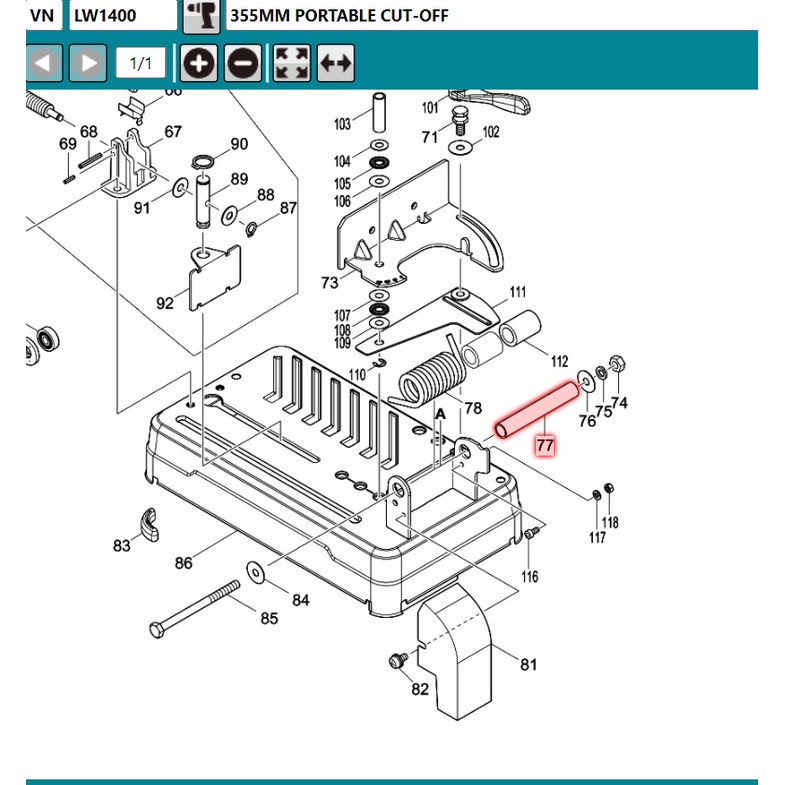 Ống trục máy cắt sắt Makita Maktec 331648-0