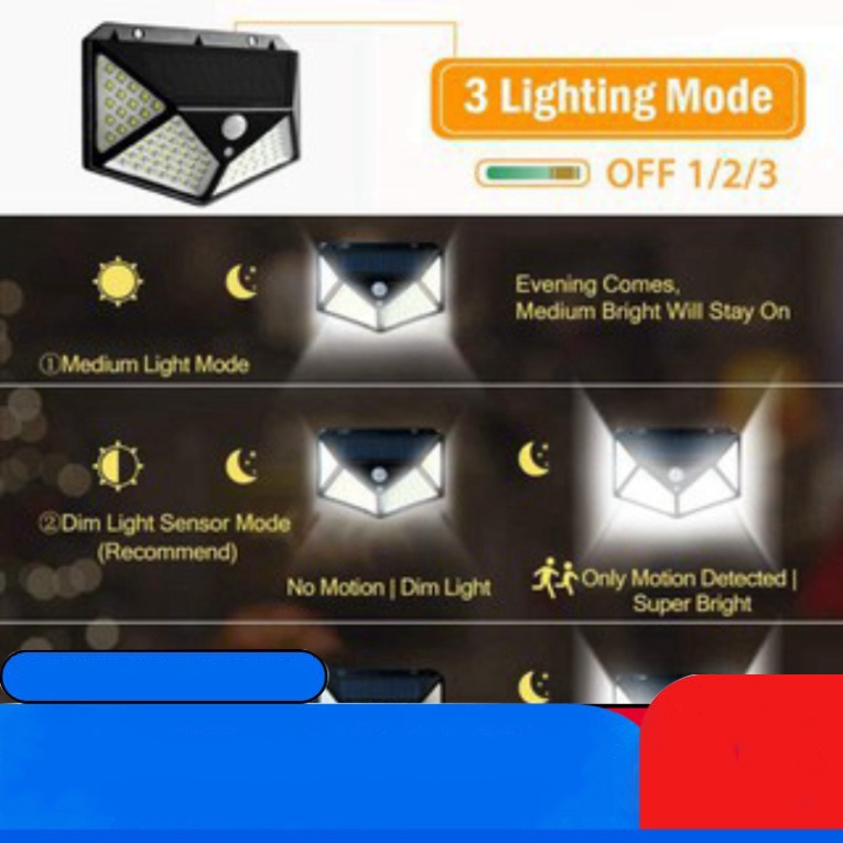 Đèn Led Năng Lượng Mặt Trời Cảm Ứng Chống Nước🍀FREESHIP🍀Đèn Led Siêu Sáng 100 Bóng Led, Sáng Đa Góc tnk02
