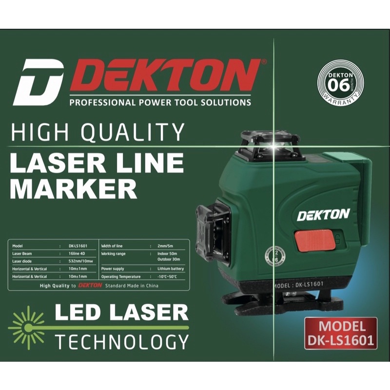 Máy Bắn Cốt - Cân Mực - Cân Bằng laser Dekton / DK - LS1601 / 16 Tia Xanh - 2PIN - Remote - Bóng Led Siêu Sáng