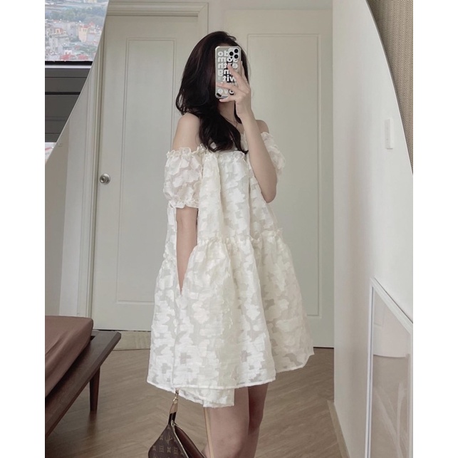 VÁY HOA BABYDOLL TRỄ VAI HAI DÂY HÀNG HAI LỚP