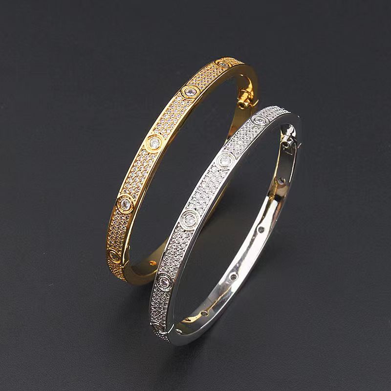Vòng Tay Thép Titan Đính Kim Cương Toàn Bộ Cao Cấp Thiết Kế Đơn Giản Dễ Phối Đồ Thời Trang Cho Nữ