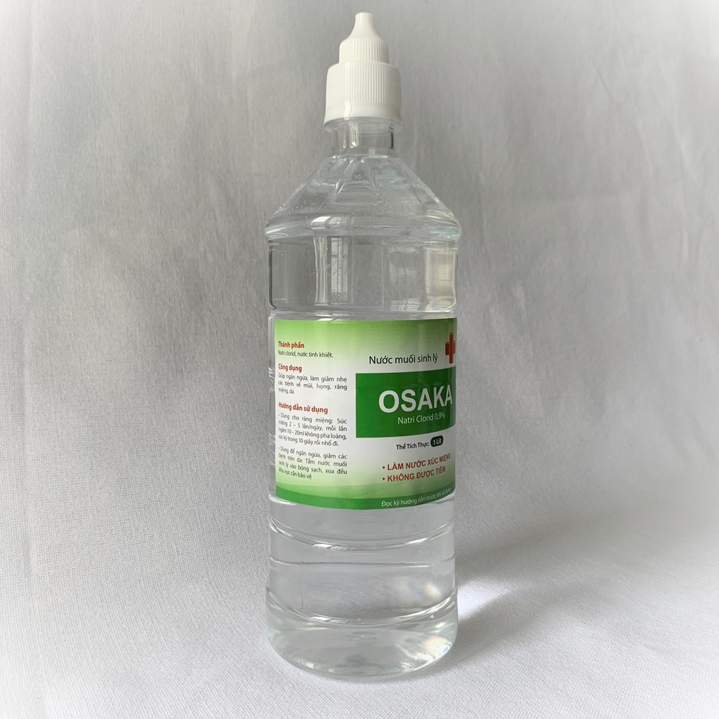 Nước muối sinh lý xúc miệng, Natri clorid 0,9%. Được sản xuất từ muối tinh khiết và trải qua hệ thống lọc RO tiêu chuẩn