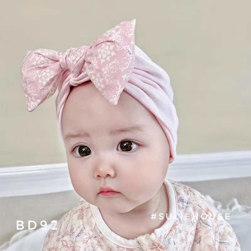 Mũ turban nơ cho bé gái