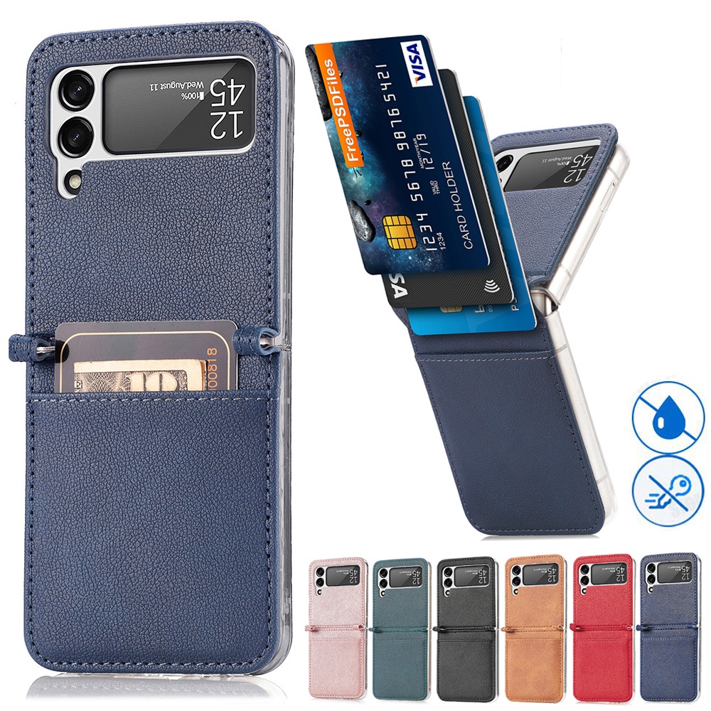Ốp Điện Thoại PC Cứng Nắp Gập Phối Da Siêu Mỏng Dành Cho Samsung Z Flip 3 5G Flip 4 Galaxy Z Flip 2 Flip 1