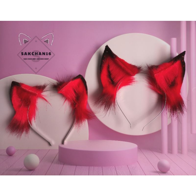 [Nhiều màu] Cài tóc hoá trang hình tai mèo và cáo màu ombre có đính đá | BigBuy360 - bigbuy360.vn