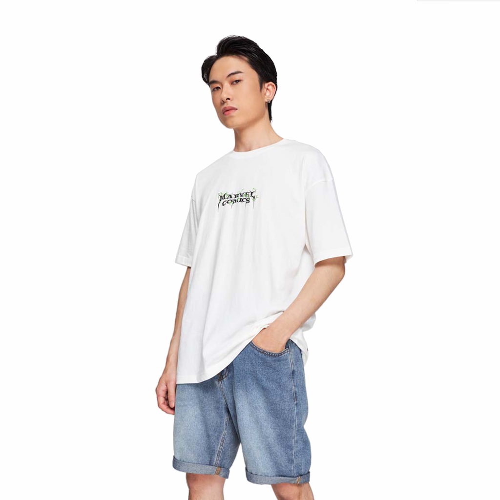 Áo Thun BOO Nam Nữ Oversize Dáng Rộng 100%Cotton In Logo Marvel Sấm Sét