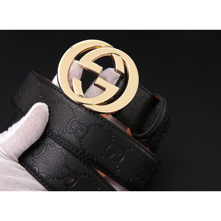 Thắt lưng da Nam, Dây lưng Nam GG trẻ trung phong cách, dây dập nổi logo dễ phối đồ - Có bảo hành