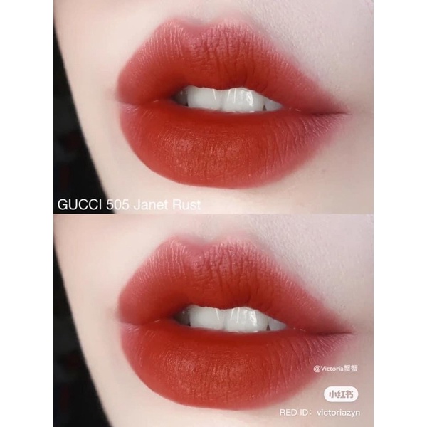 Có sẵn - Son thỏi lì Gucci Matte màu 505 Janet Rust đỏ cam đất