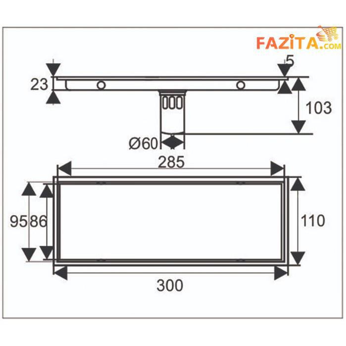 Thoát sàn chống mùi hôi (Dạng phễu nước) Inox sus304 (Xịn Đẹp) (Kiểu dài 30x11cm) cho Biệt thự, Khách sạn, Resort, v.v