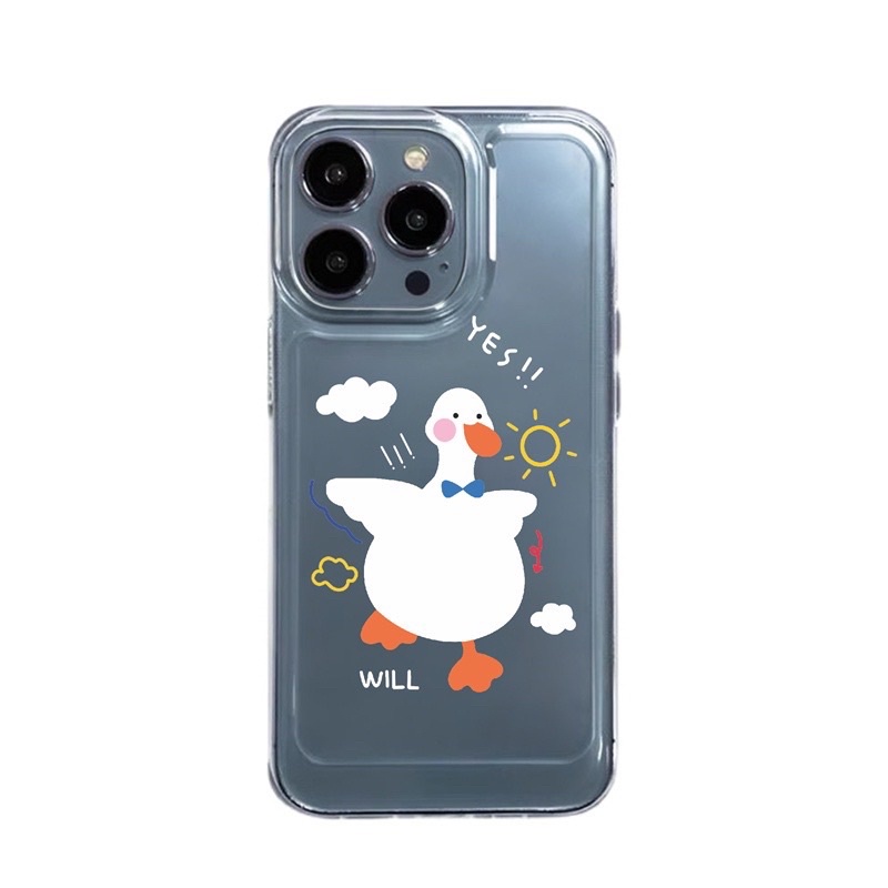 Ốp iphone Space trong suốt vịt trắng Silicon dẻo viền vuông 7/8//8plus/x/xs/XR/xsmax/11/11promax/12/12promax/13/14promax