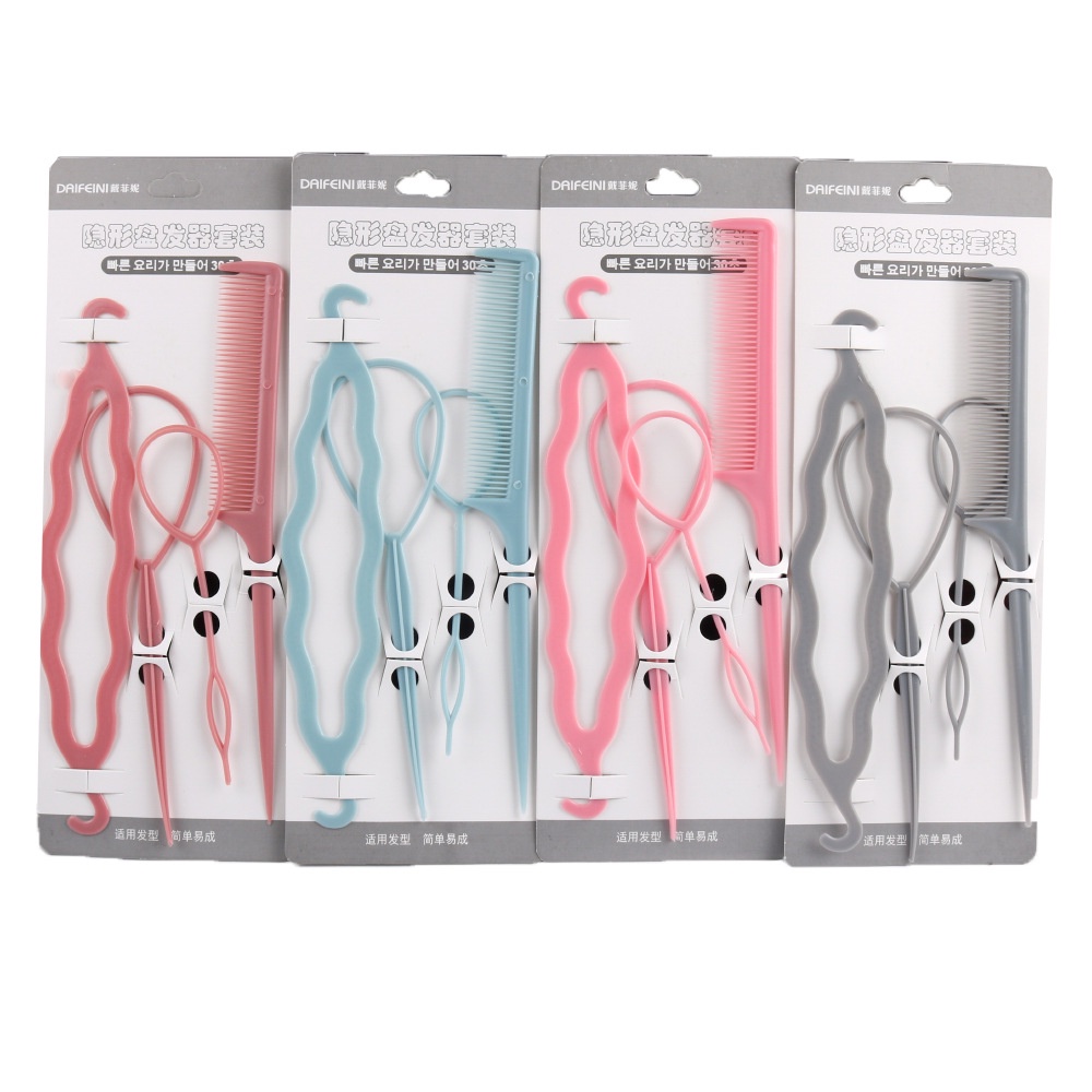 Bộ 4 dụng cụ búi tóc đa năng MÀU PASTEL giá rẻ cho nữ B08