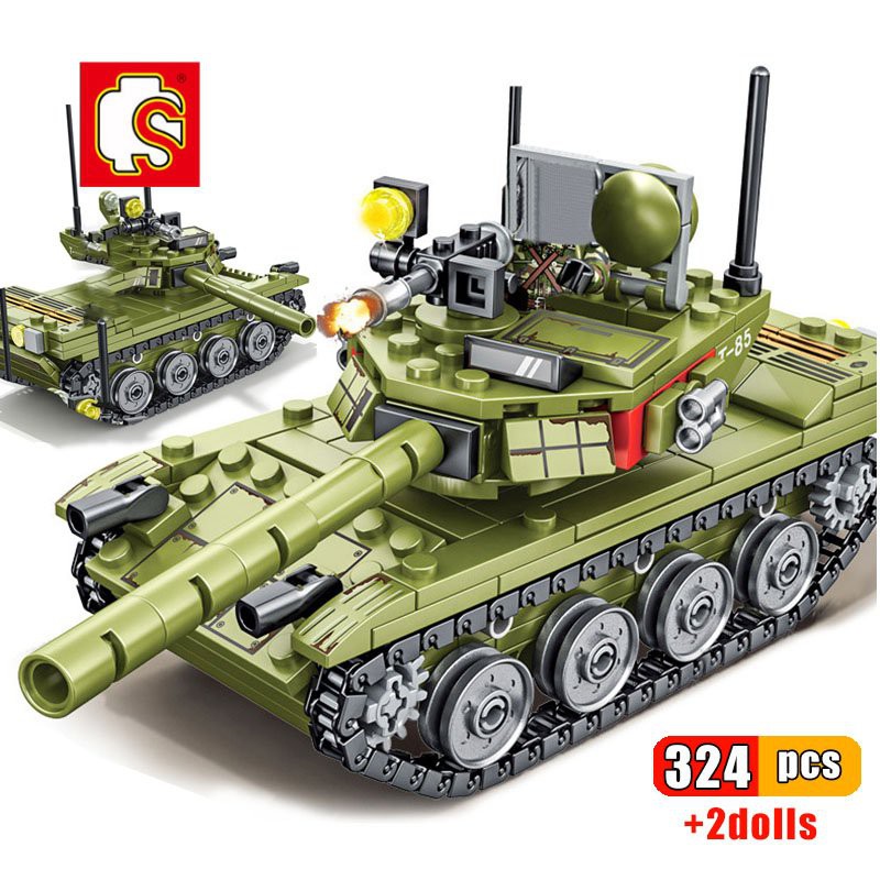Lắp ghép Mô hình Tank  Army Sembo 105514 xe tank  Main Battle Tank 2 dolls 85 chiến đấu chủ lực
