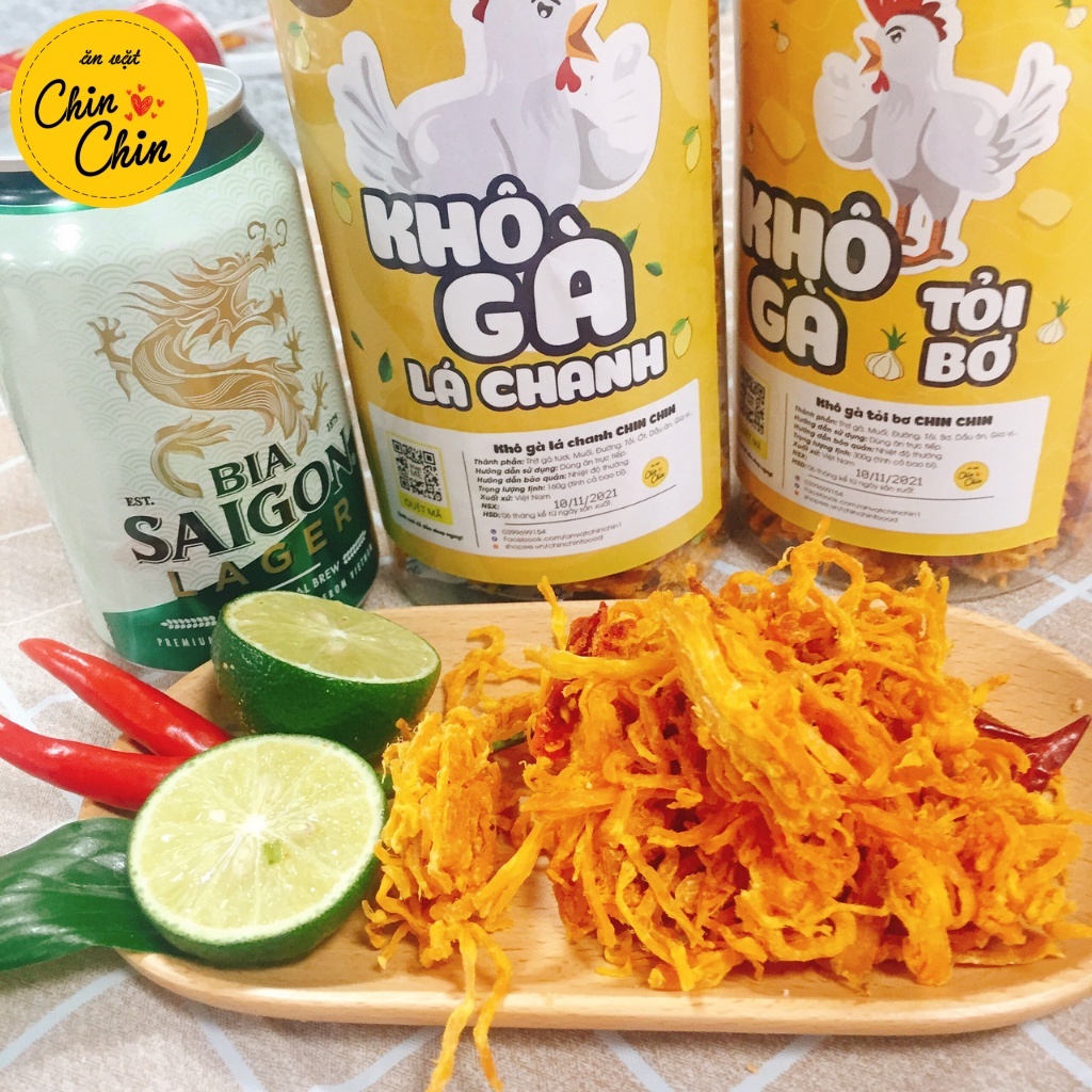 Đồ ăn vặt khô gà bơ tỏi lá chanh xé sợi cay vừa ngon vừa rẻ 300g ChinChin | BigBuy360 - bigbuy360.vn