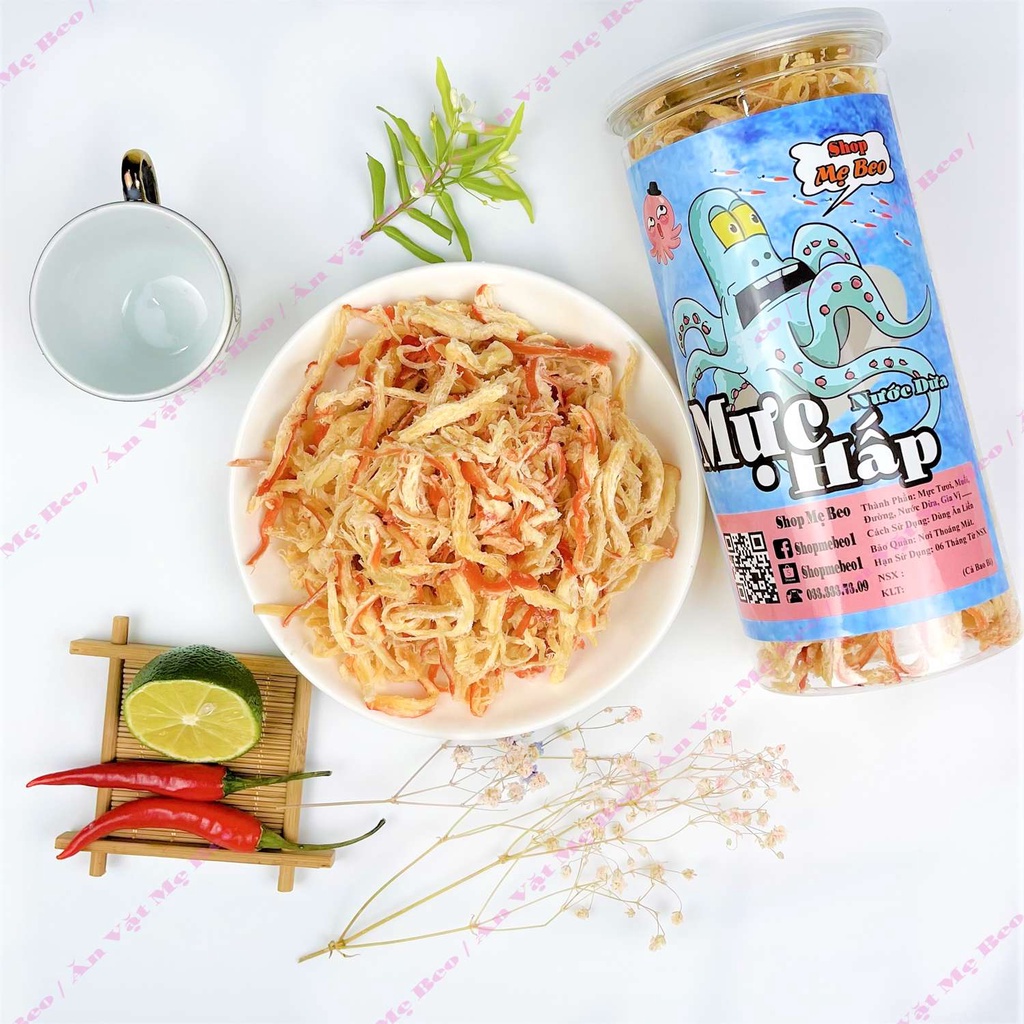 300Gr Mực Hấp Nước Dừa Xé Sợi Loại 1 Ăn Vặt Shop Mẹ Beo