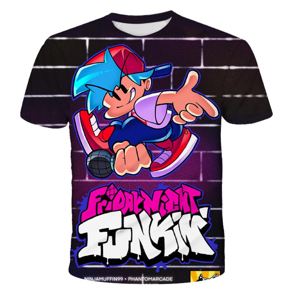 Áo thun tay ngắn cổ tròn in họa tiết hoạt hình 3D thời trang mùa hè cho trẻ em