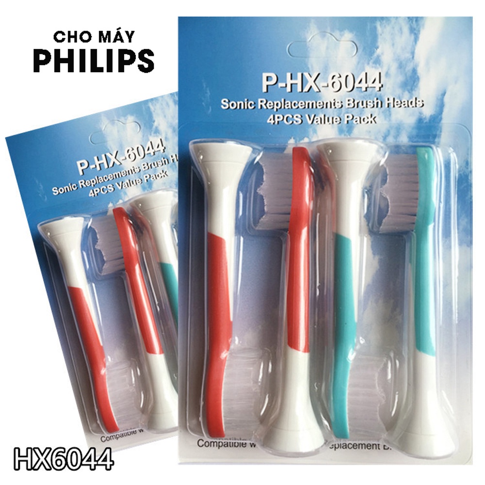 Cho máy Philips Sonicare, C2 HX-6044 Optimal Plaque Control, Bộ 4 đầu bàn chải đánh răng điện Minh House