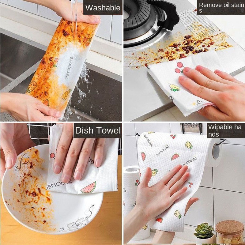 Cuộn Khăn Giấy Lau Chén Đĩa Hai Công Dụng Dùng Một Lần Cho Nhà Bếp