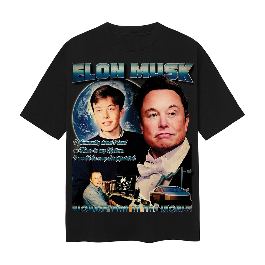 BLANK | Áo Thun ELON Tay Lỡ Unisex - Đen/Trắng Cổ Tròn