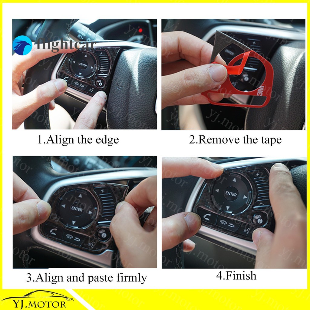 Miếng Dán Trang Trí Vô Lăng Xe Hơi Honda Civic FC 2016-2020 Bằng Sợi Carbon