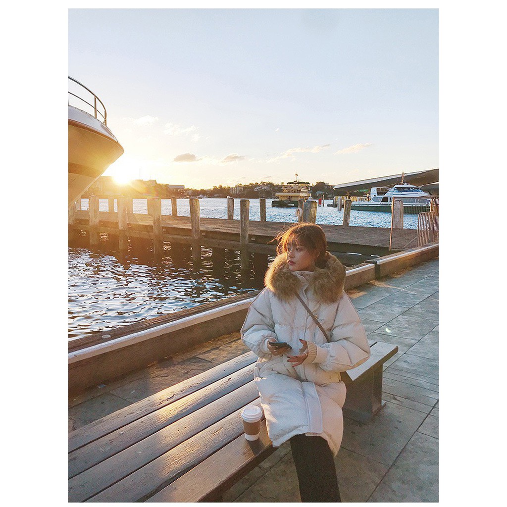 Giao Ngay 🌼Áo Khoác Phao Nữ Đại Hàn Mũ Lông Dáng Chùng hàng QUẢNG CHÂU Cao Cấp mới 2021 | BigBuy360 - bigbuy360.vn