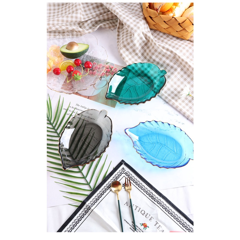 Đĩa Thủy Tinh Hình Chiếc Lá Phong Cách Nhật Bản Đơn Giản Sáng Tạo