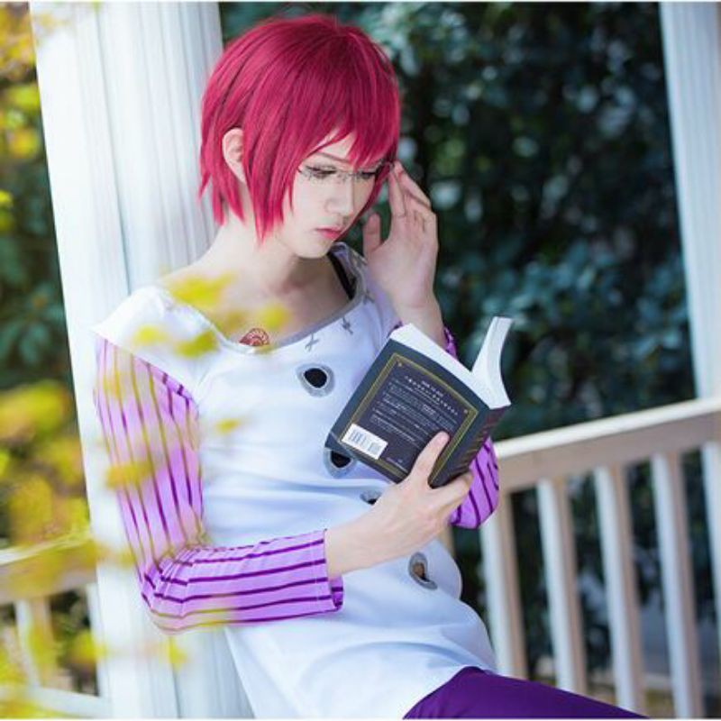 [sẵn] Wig/tóc giả Gowther - Nanatsu no taizai màu hồng đỏ (cơ bản nam nữ ngắn 30cm) thất đại tội [Miu Cosplay]