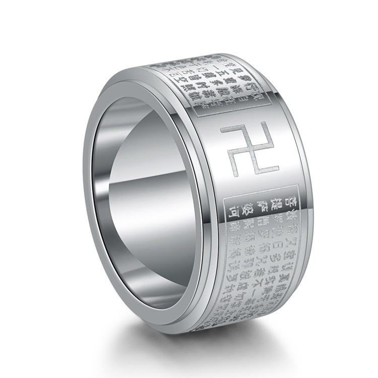 Suxinjewelry/Nhẫn xoay thép titan nam và nữ,phong cách Phật giáo