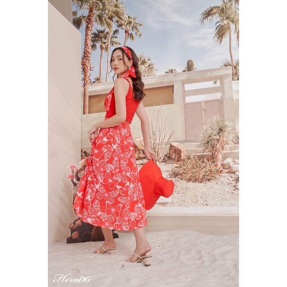 Chân váy midi họa tiết dáng dài HeraDG STBA014J