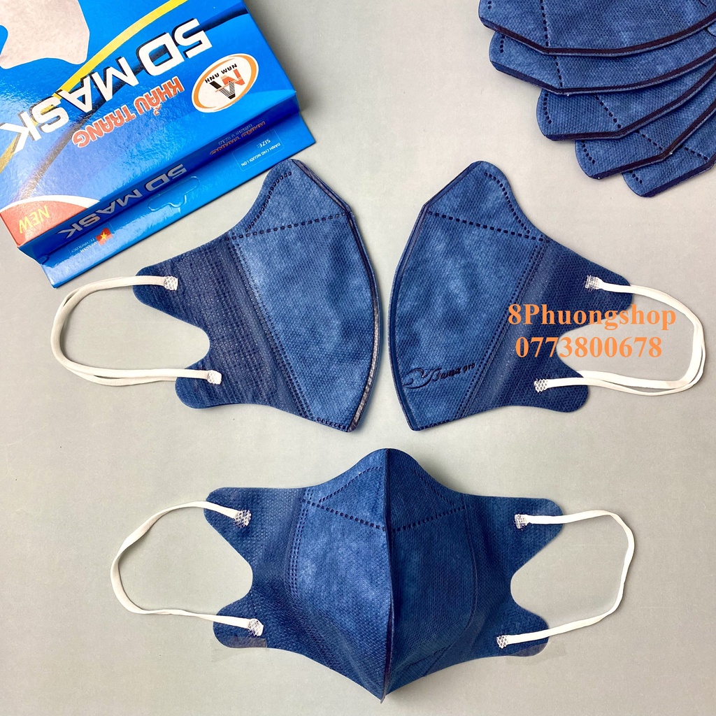 Khẩu trang FAMAPRO 5D NAM ANH Kháng Khuẩn 10 cái/ hộp Xanh Rêu, Xanh Navy, Xám,Trắng, Hồng, Xanh Y Tế, Vàng Nhạt, Đen