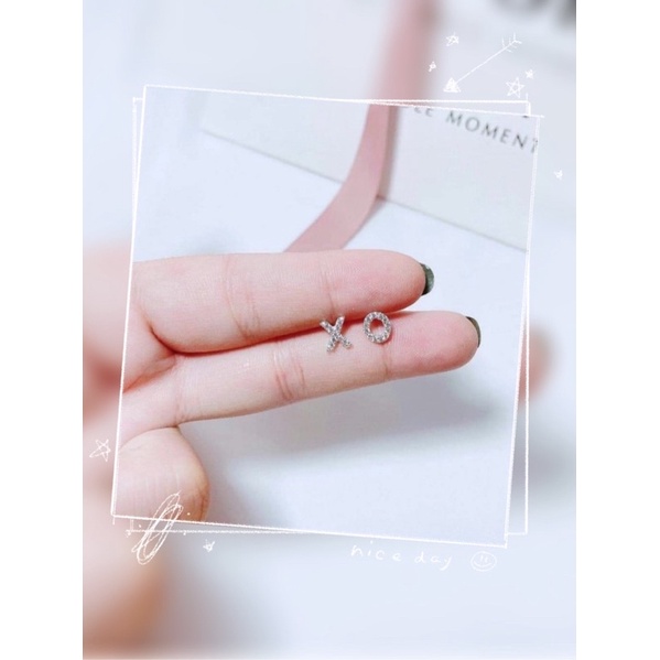 Bông tai bạc nữ chữ cái X O trò chơi tuổi thơ DaLiA Jewelry khuyên tai bạc 925 không gỉ