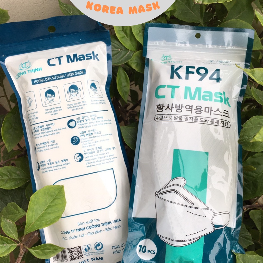 [GÓI 10 CÁI] Khẩu Trang 4D CT Mask KF94 Y Tế Cường Thịnh Xuân Lai Chất Dày Dặn Quai Bền Dáng Đẹp Ôm Sát